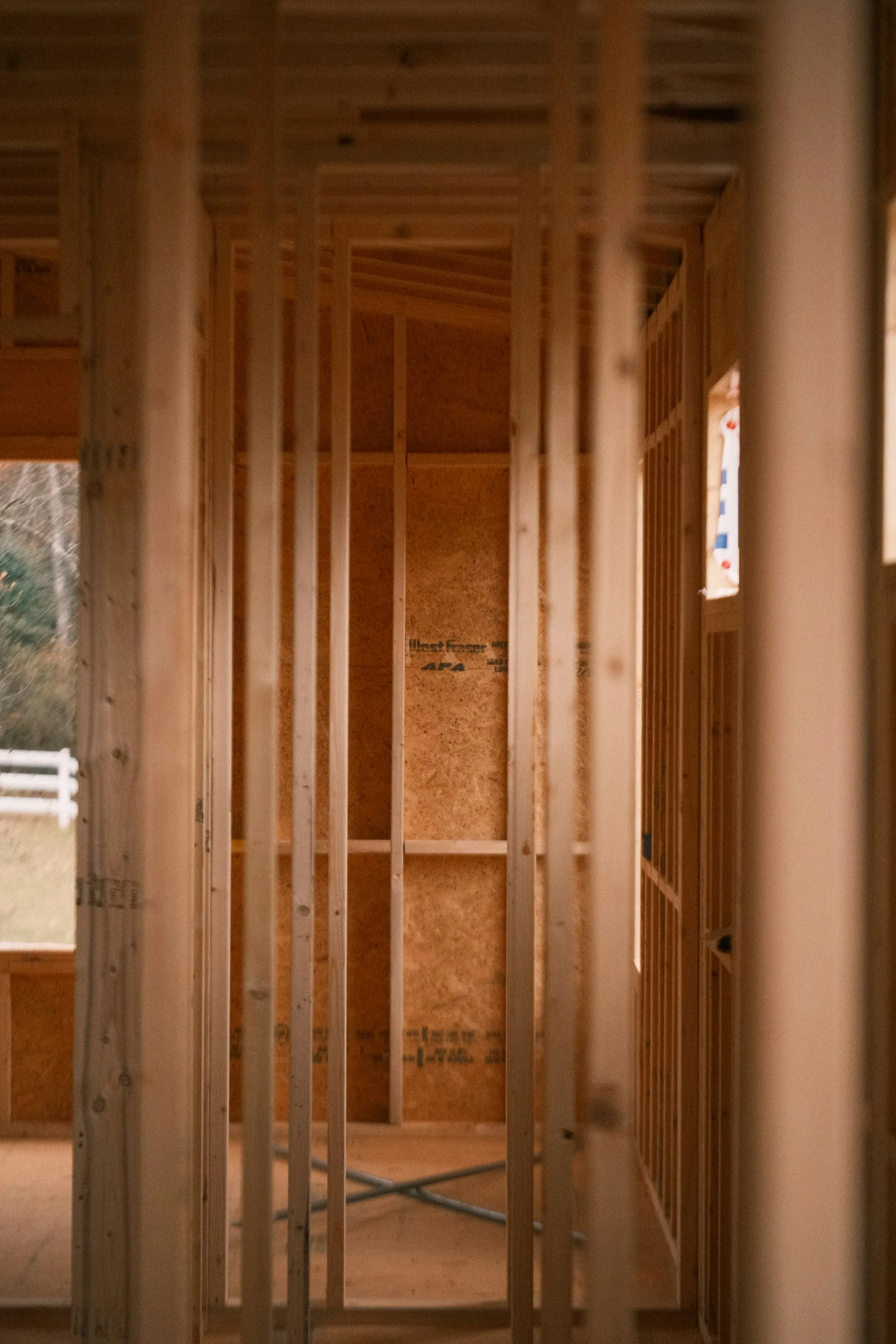 Room under construction with exposed wood framing